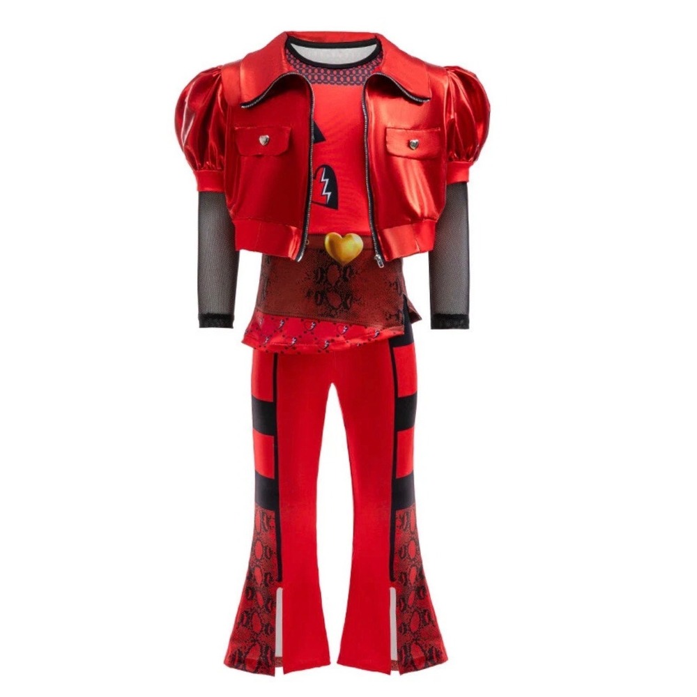 Descendants Red Costume Girls 3-Piece Set Jacket Top Flare Pants Queen of Hearts